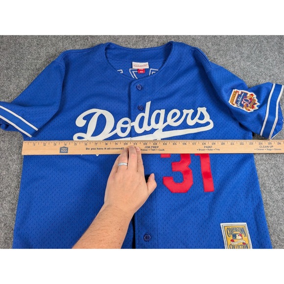 Mike Piazza Los Angeles Dodgers Mitchell & Ness Cooperstown Jersey Mens 44L Blue - Picture 3 of 10